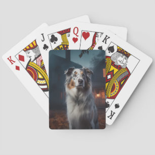 Australian Shepherd Halloween Scary Playing Cards