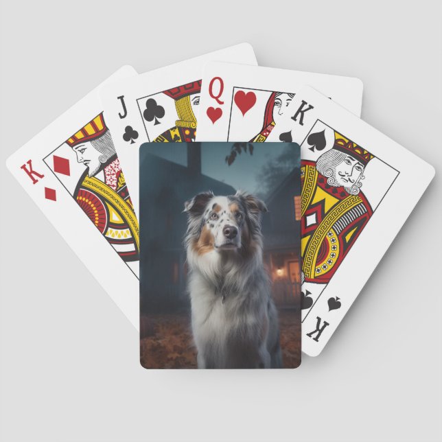 Australian Shepherd Halloween Scary Playing Cards (Back)