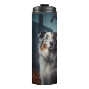 Australian Shepherd Halloween Scary Thermal Tumbler