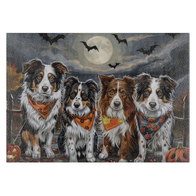 Australian Shepherd Halloween Spooky  Cutting Board (Front)