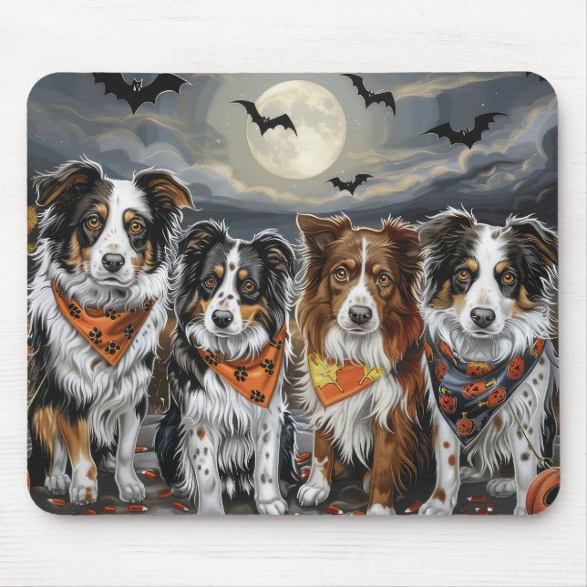 Australian Shepherd Halloween Spooky  Mouse Mat (Front)