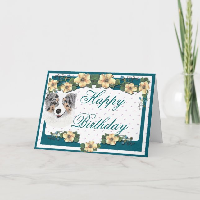Australian Shepherd - Happy Birthday Card (Front)
