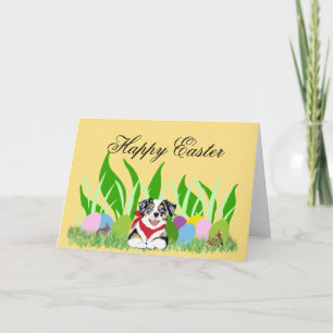 Australian Shepherd Happy Easter Card