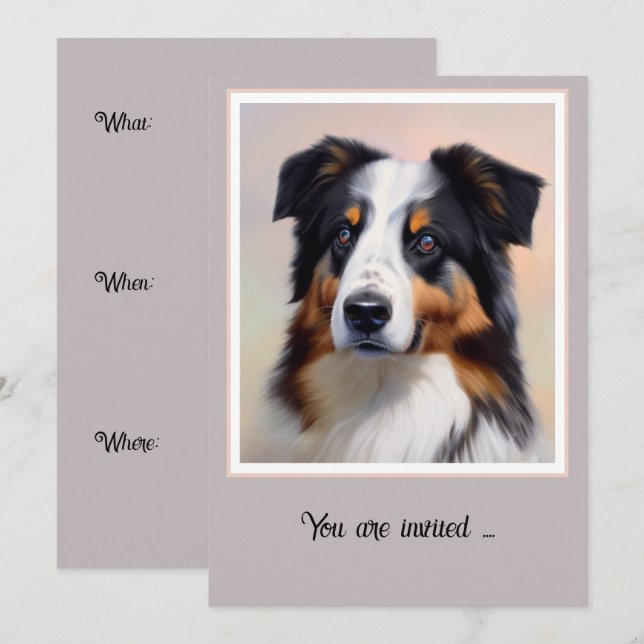 Australian Shepherd Head -  Invitation (Front/Back)