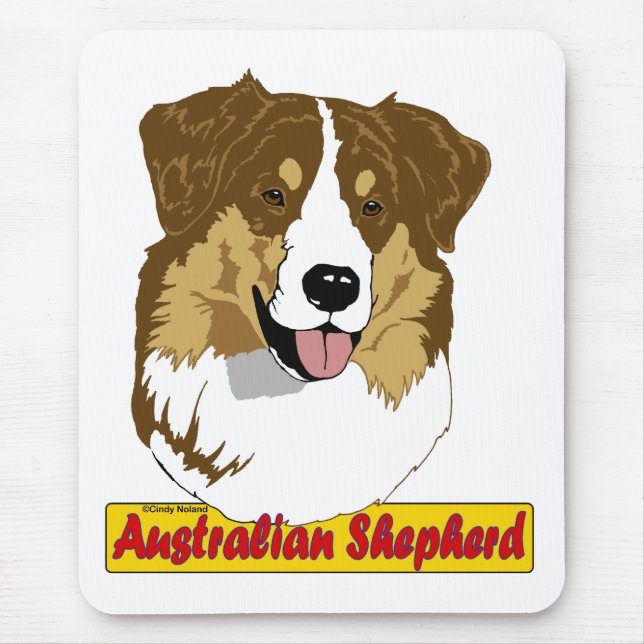 Australian Shepherd head- red tri coloured Mouse Mat (Front)