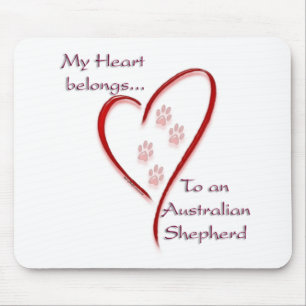 Australian Shepherd Heart Belongs Mouse Mat