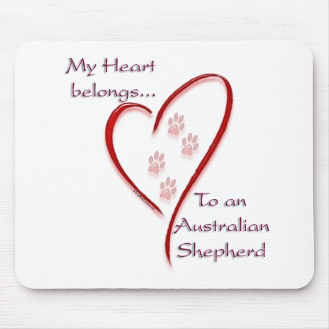 Australian Shepherd Heart Belongs Mouse Mat (Front)