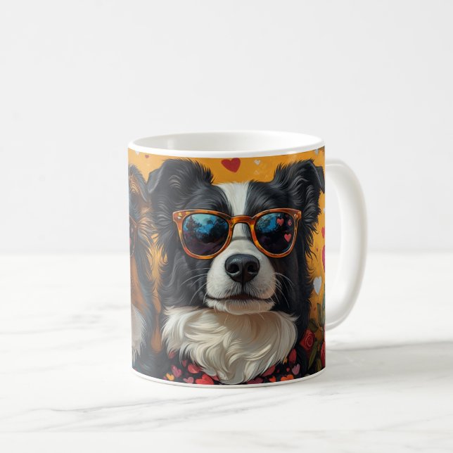Australian Shepherd Heart Roses Valentine's Day Coffee Mug (Front Right)
