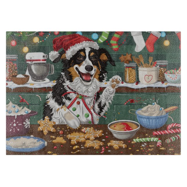 Australian Shepherd Holiday Baking Christmas Cutting Board (Front)