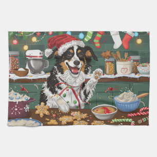 Australian Shepherd Holiday Baking Christmas Tea Towel