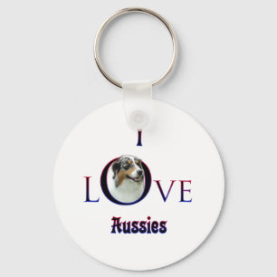 Australian Shepherd I Love Key Ring