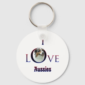 Australian Shepherd I Love Key Ring