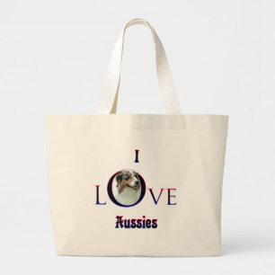Australian Shepherd I Love Large Tote Bag
