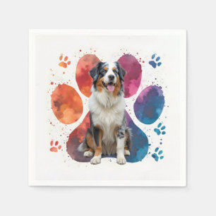 Australian Shepherd In a Pawprint Napkin