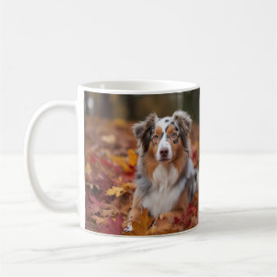 Australian Shepherd  in Autumn Leaves Fall Inspire Coffee Mug