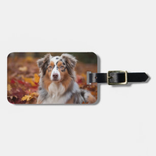 Australian Shepherd  in Autumn Leaves Fall Inspire Luggage Tag