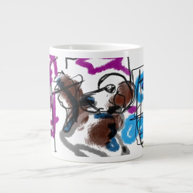 Australian Shepherd in city  Large Coffee Mug (Front)
