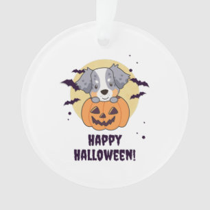 Australian Shepherd In Pumpkin Cute Happy Ornament