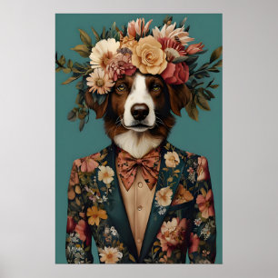 Australian Shepherd In Suit Poster, Australian Poster
