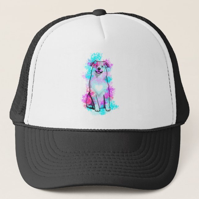 Australian Shepherd in Watercolor Splash Trucker Hat (Front)