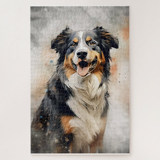 Australian shepherd ink painting 1014 piece puzzle (Vertical)