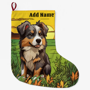 Australian Shepherd  Large Christmas Stocking