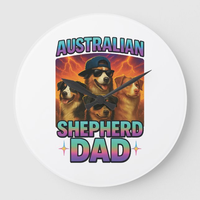 Australian Shepherd Large Clock (Front)