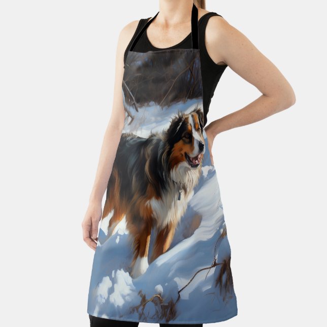 Australian Shepherd Let It Snow Christmas Apron (Insitu)
