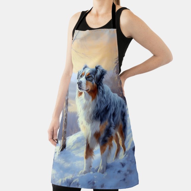 Australian Shepherd Let It Snow Christmas  Apron (Insitu)