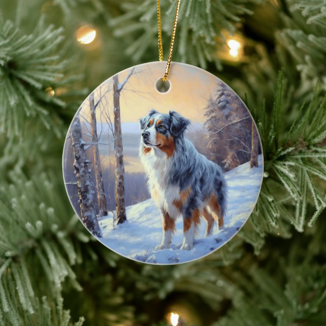 Australian Shepherd Let It Snow Christmas  Ceramic Tree Decoration (Tree)