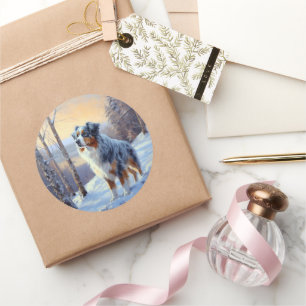 Australian Shepherd Let It Snow Christmas  Classic Round Sticker