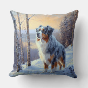 Australian Shepherd Let It Snow Christmas  Cushion