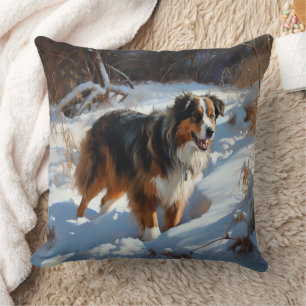 Australian Shepherd Let It Snow Christmas Cushion