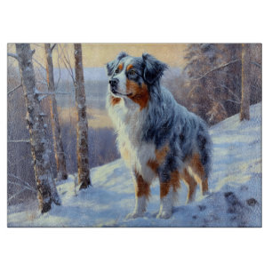 Australian Shepherd Let It Snow Christmas Cutting Board