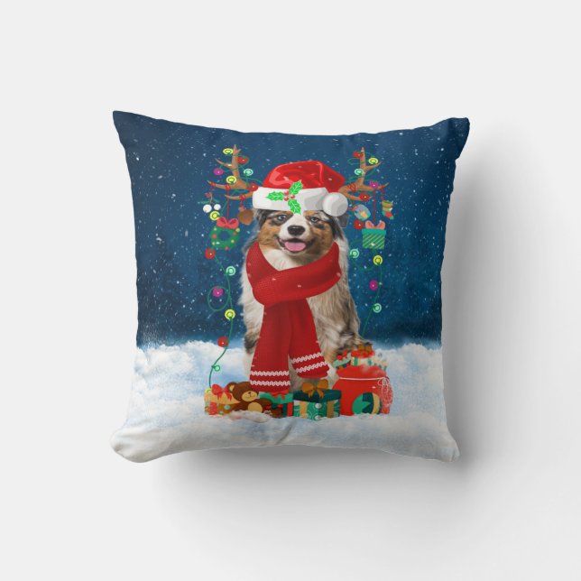 Australian Shepherd Let it snow Christmas Holidays Cushion (Front)
