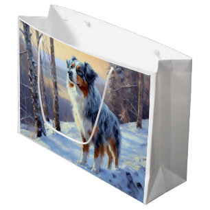 Australian Shepherd Let It Snow Christmas  Large Gift Bag