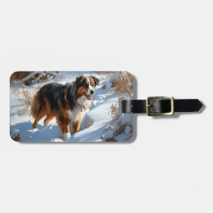 Australian Shepherd Let It Snow Christmas Luggage Tag