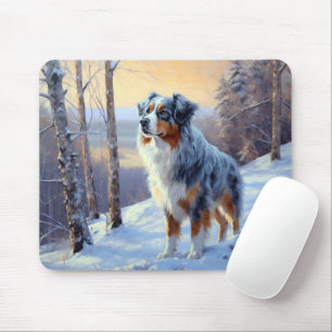 Australian Shepherd Let It Snow Christmas Mouse Mat