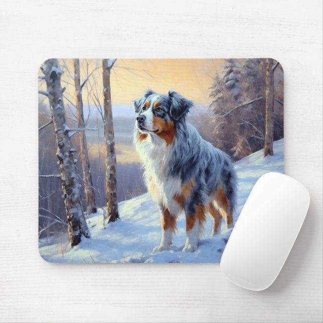 Australian Shepherd Let It Snow Christmas  Mouse Mat (With Mouse)