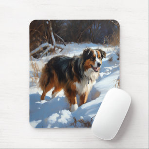 Australian Shepherd Let It Snow Christmas Mouse Mat