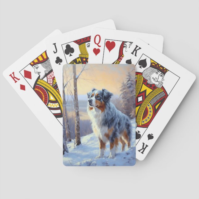 Australian Shepherd Let It Snow Christmas  Playing Cards (Back)