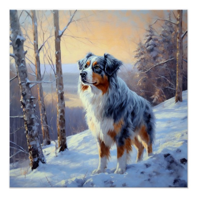 Australian Shepherd Let It Snow Christmas  Poster (Front)