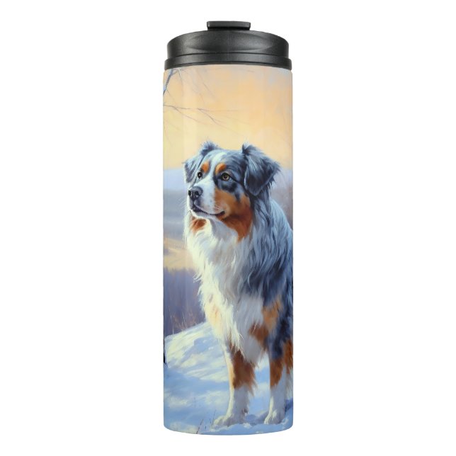 Australian Shepherd Let It Snow Christmas  Thermal Tumbler (Front)