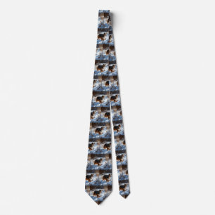 Australian Shepherd Let It Snow Christmas Tie