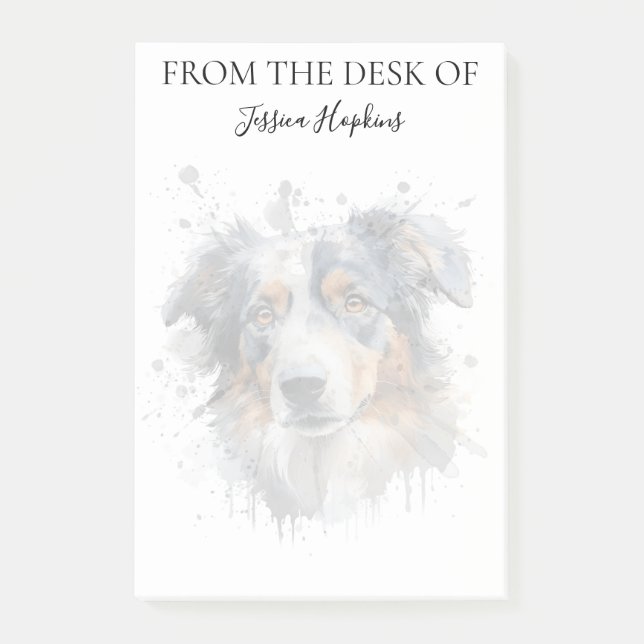 Australian Shepherd Lover Monogrammed Dog Post-it Notes (Front)