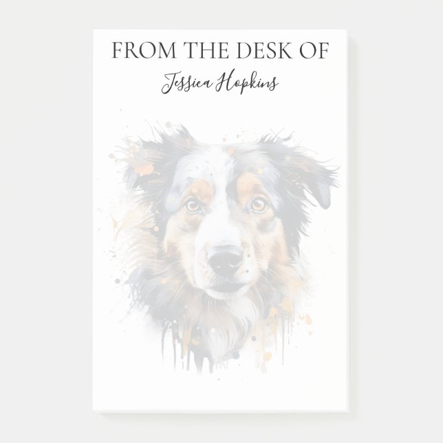 Australian Shepherd Lover Monogrammed Dog Post-it Notes (Front)