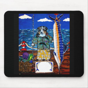Australian Shepherd Marlin Fishing Mouse Mat