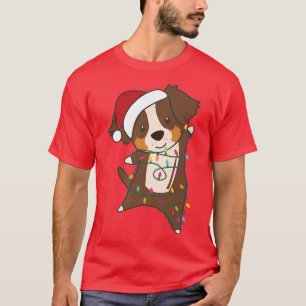 Australian Shepherd Merry Christmas Fairy Lights D T-Shirt