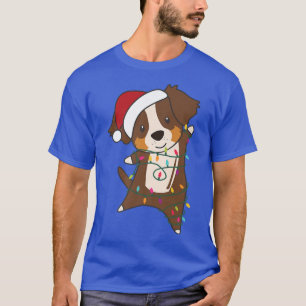 Australian Shepherd Merry Christmas Fairy Lights D T-Shirt