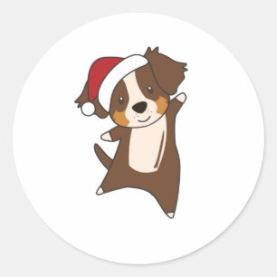 Australian Shepherd Merry Christmas Winter Classic Round Sticker